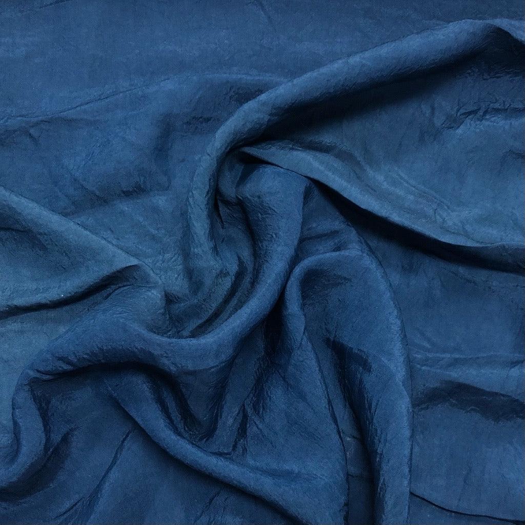 Plain Creased Navy Polyester Fabric - Pound Fabrics