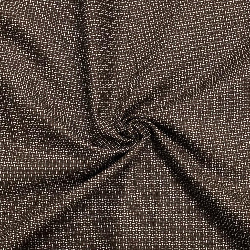 White Dots on Brown Cotton Fabric - Pound Fabrics