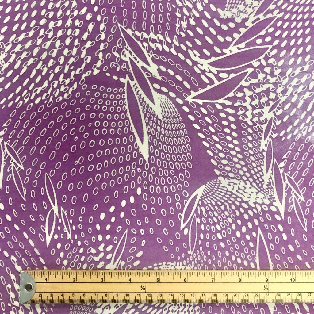 Cream Leaves and Dots on Purple Chiffon Fabric - 3 metres for £3 - Pound Fabrics