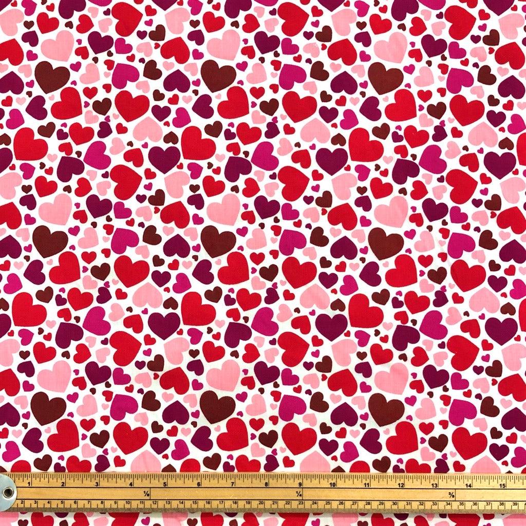 All Over Hearts Polycotton Fabric - Pound Fabrics