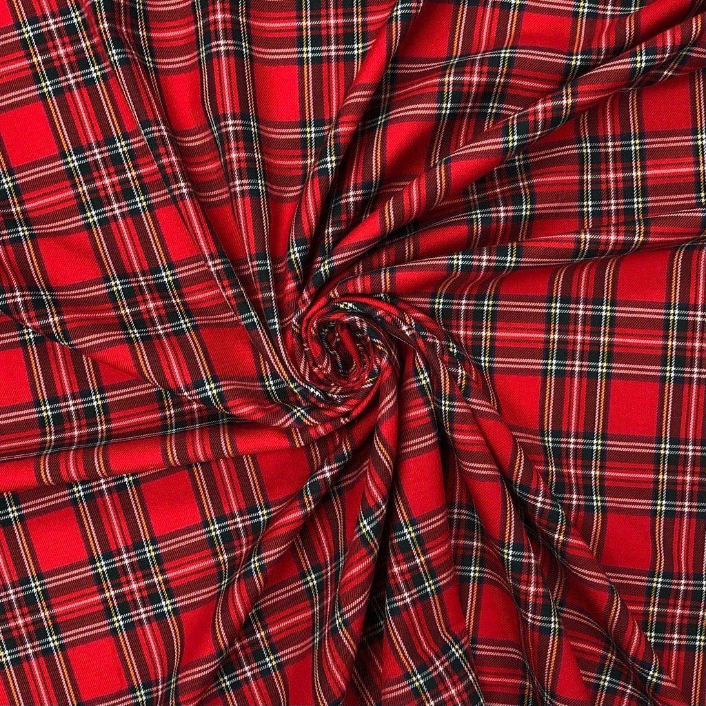 Red PolyViscose Tartan Fabric - Pound Fabrics