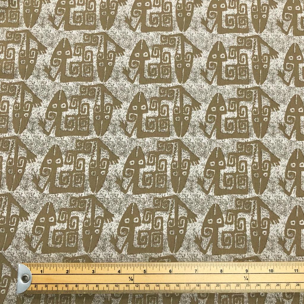 Khaki Patterns Crinkle Polyester Fabric - 3m Pre-cut - Pound Fabrics