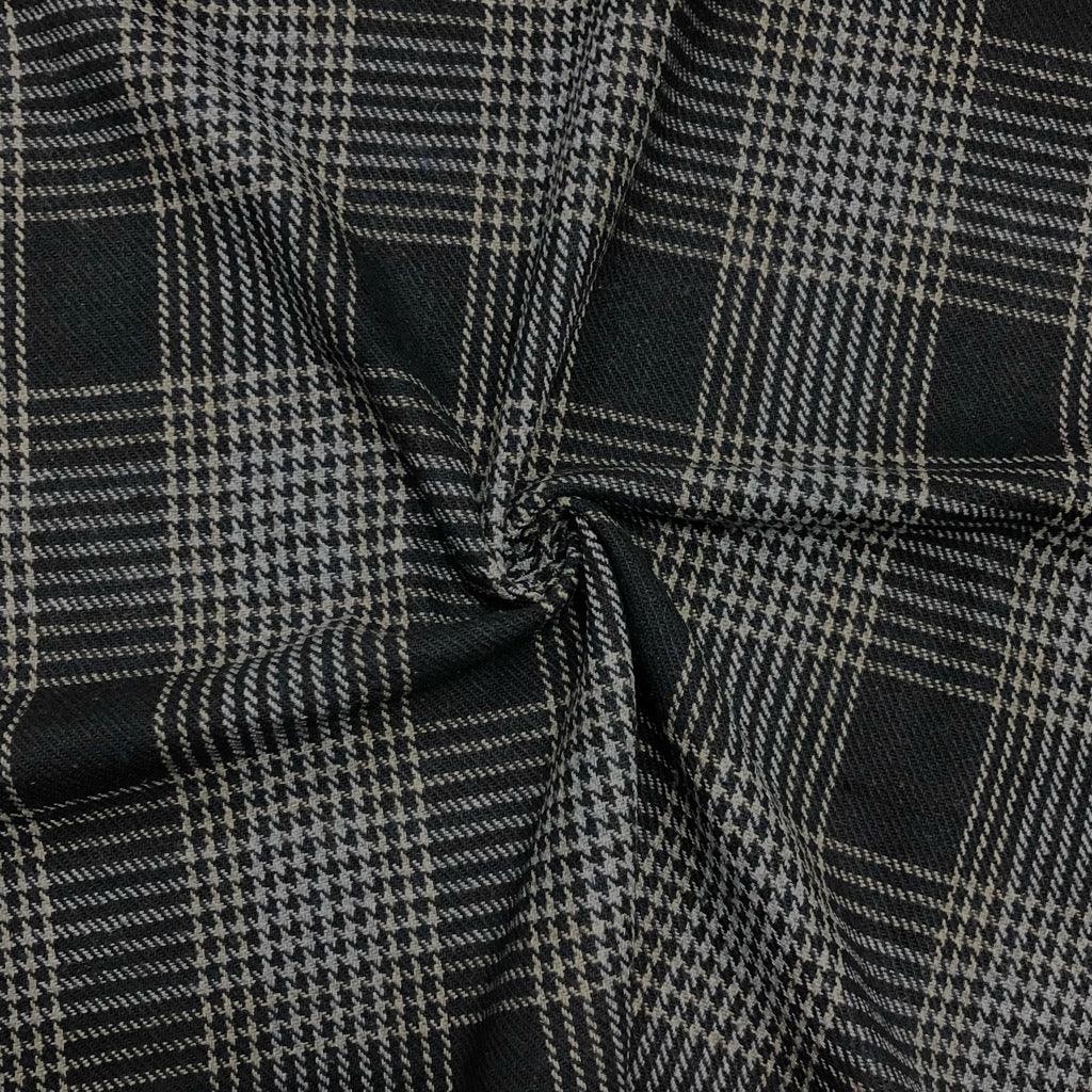 Large Black Checkered Wool Blend Fabric - Pound Fabrics
