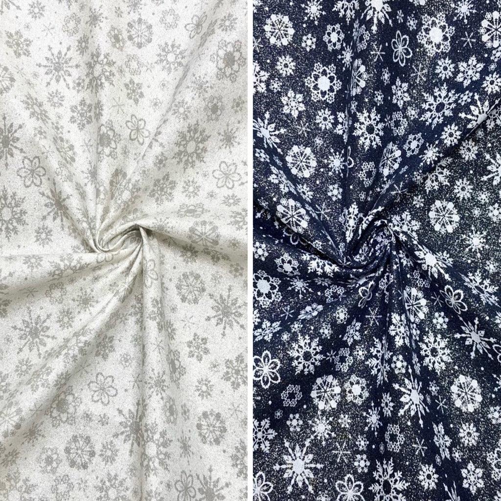 Glitter Foil Snowflakes Christmas Cotton Fabric - John Louden - Pound Fabrics