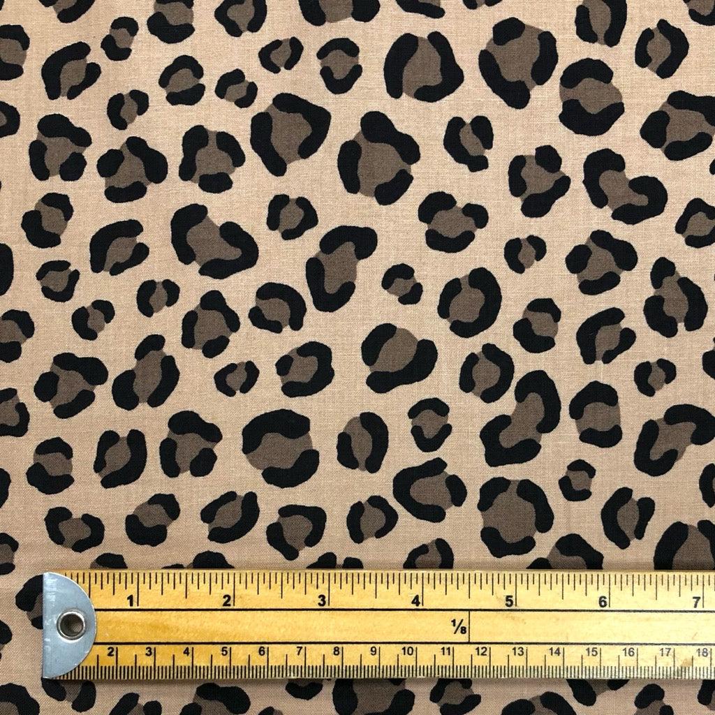 Brown and Black Leopard Cotton Poplin Fabric - 58" wide - Pound Fabrics
