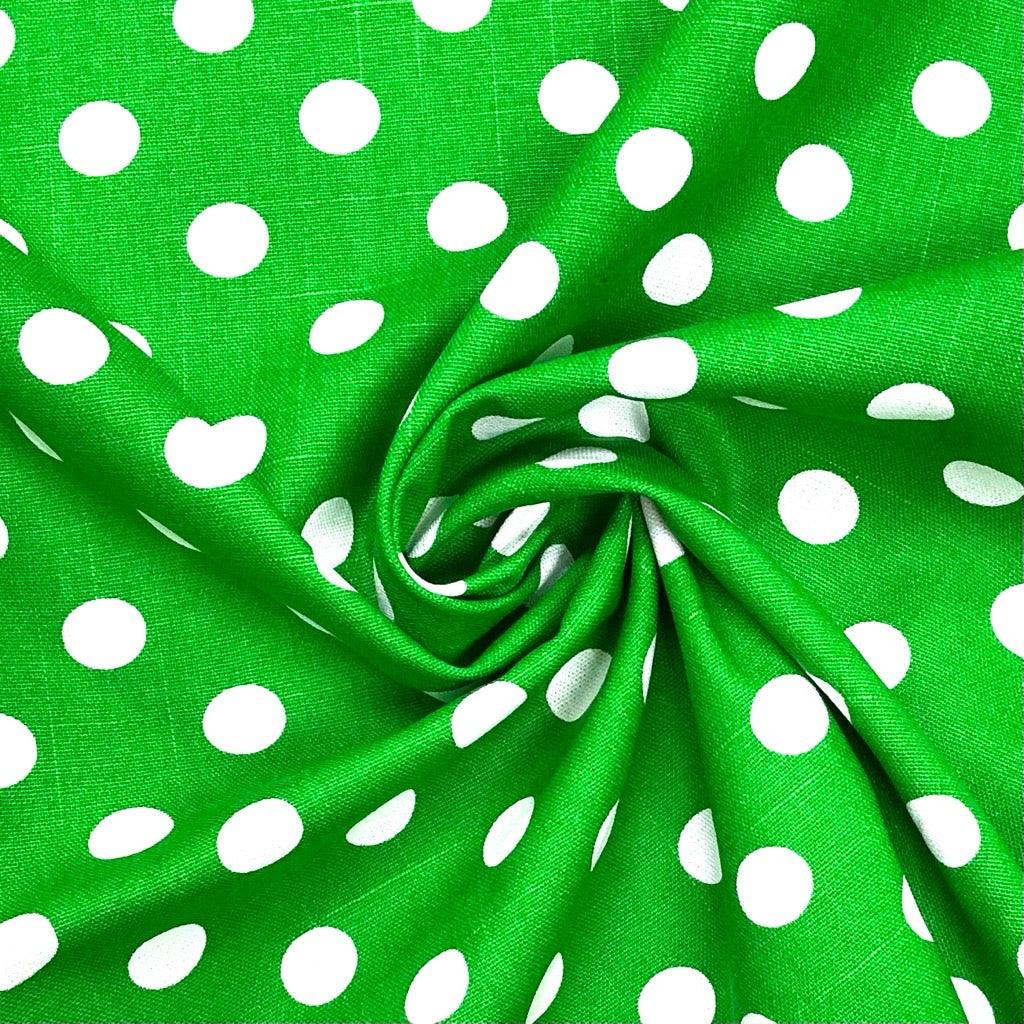 15mm White Polka Dot Cotton Canvas Fabric - Pound Fabrics