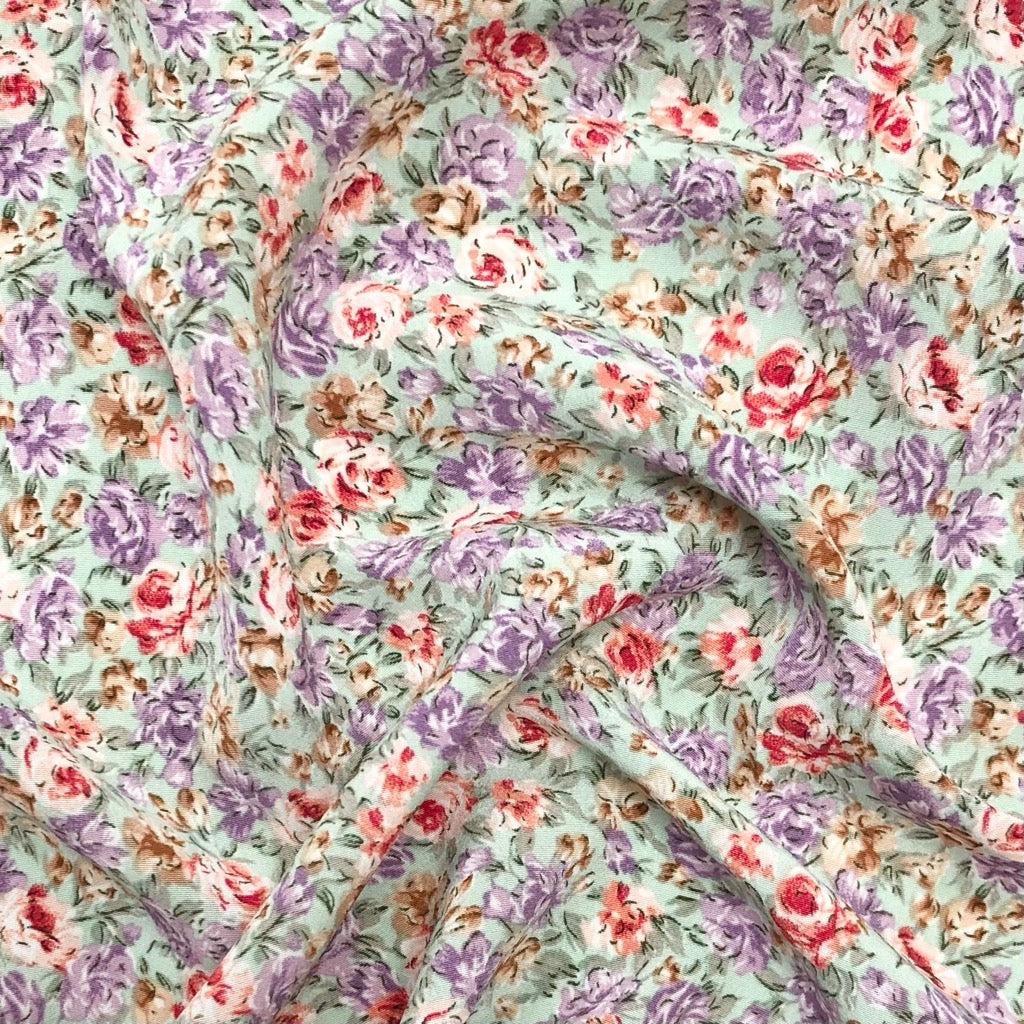 Mini Multicoloured Floral Polyester Crepe Fabric