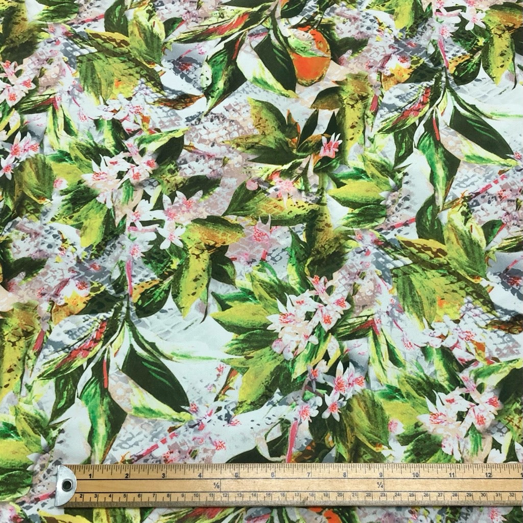 Green Leaves Cotton-Touch Polyester Fabric