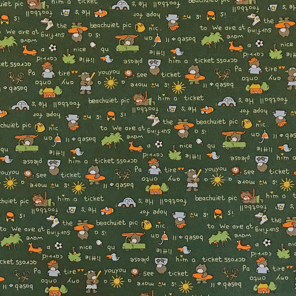 Teddy On Vacation Cotton Fabric (4526890745879)