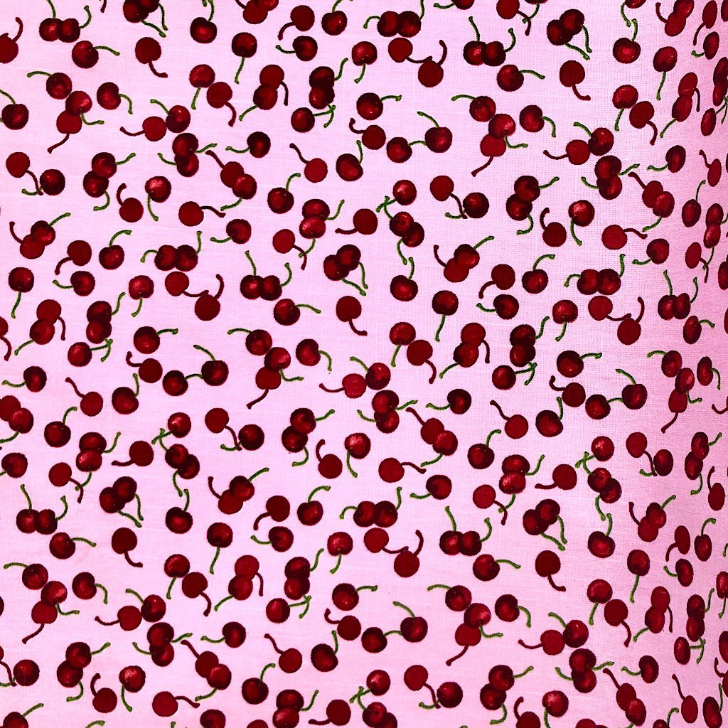 Small Cherries Cotton Canvas Fabric (4512456245271)