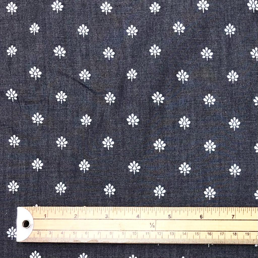 Budget Floral Berries Chambray Denim Fabric - Pound Fabrics
