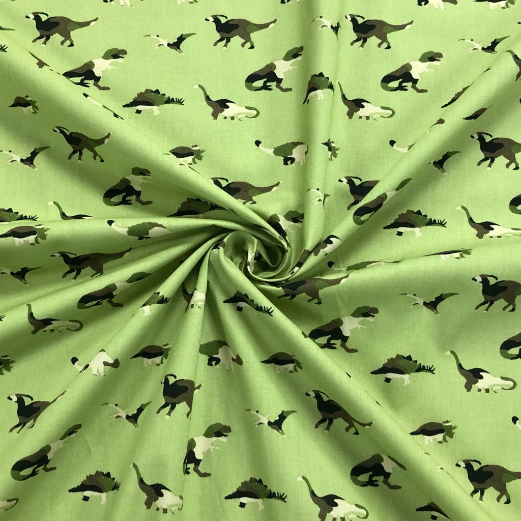 Camouflage Dinosaurs Cotton Fabric - Pound Fabrics