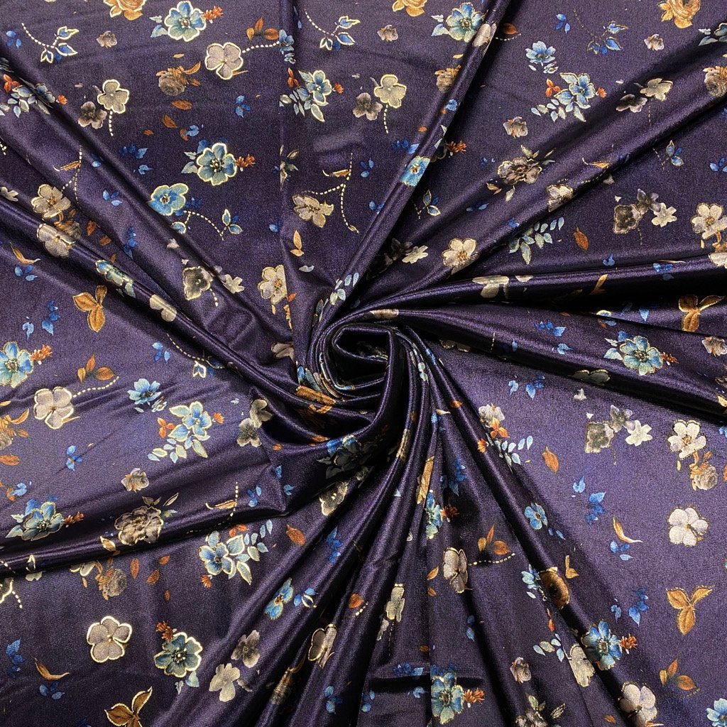 Small Floral Foil Velvet Fabric