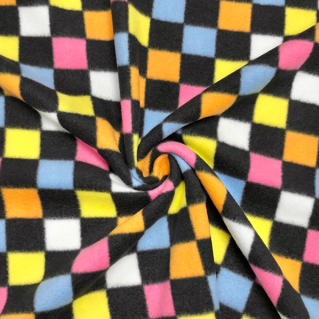 Rainbow Checkered Anti Pill Polar Fleece Fabric