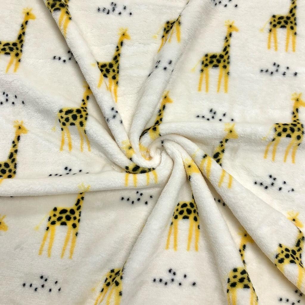 Giraffes on Beige Cuddle Fleece Fabric - Pound Fabrics