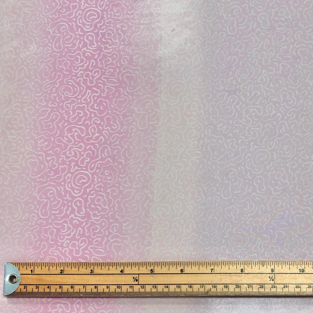 White Doodles on Pink and Lilac Chiffon Fabric - 3m Pre-cut - Pound Fabrics