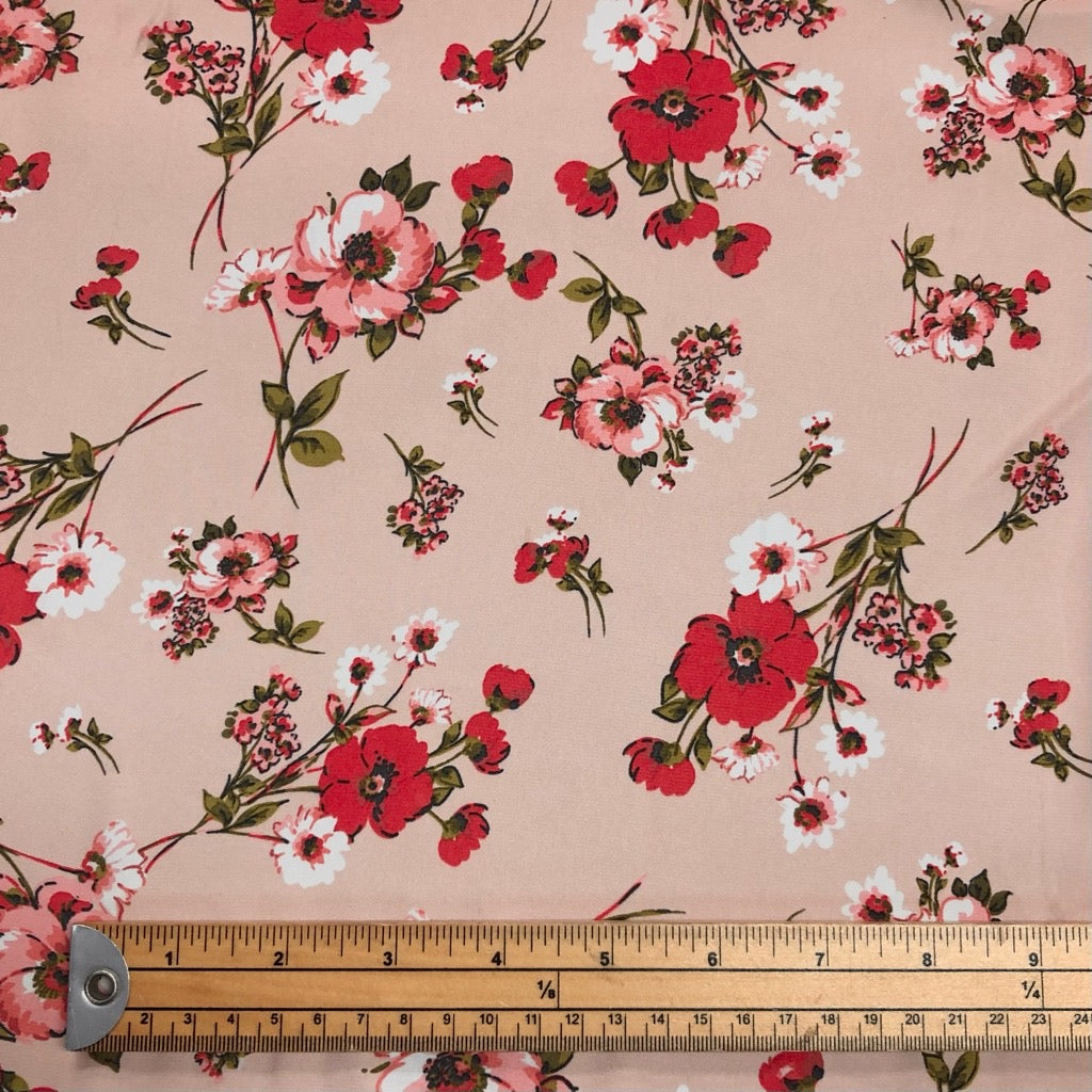 Dainty Floral Pink Satin Fabric