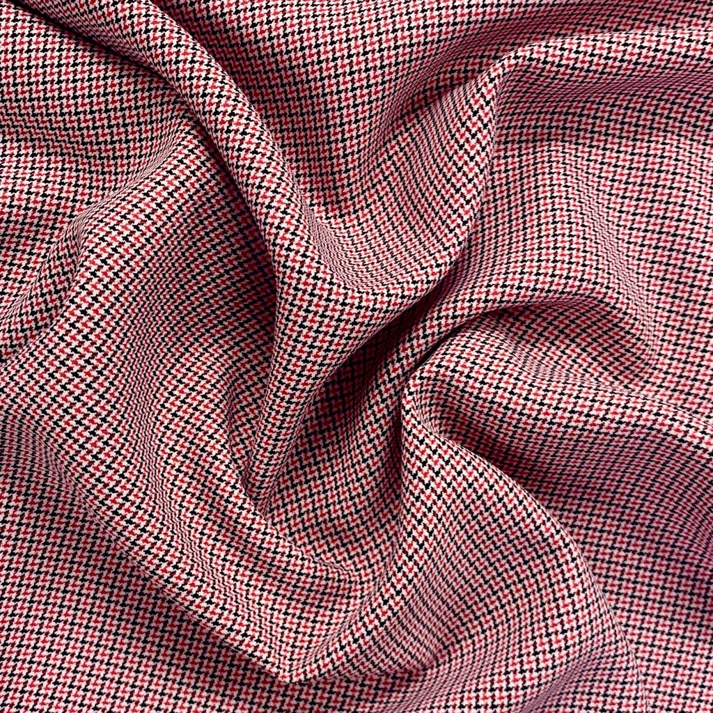 Red Black Zig Zag Dogtooth Suiting Fabric - Pound Fabrics