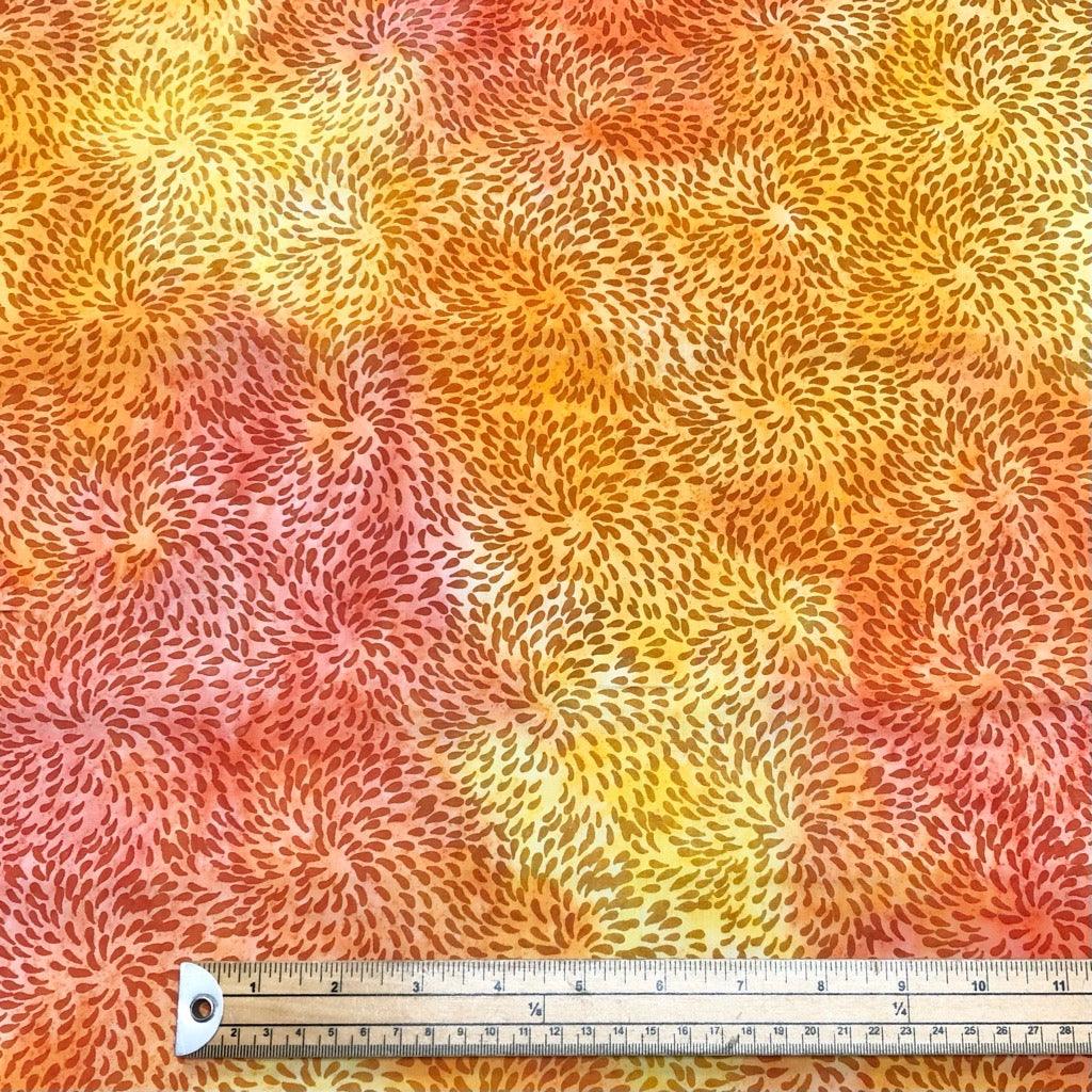 Drops on Orange/Yellow Cotton Batik Fabric - John Louden - Pound Fabrics