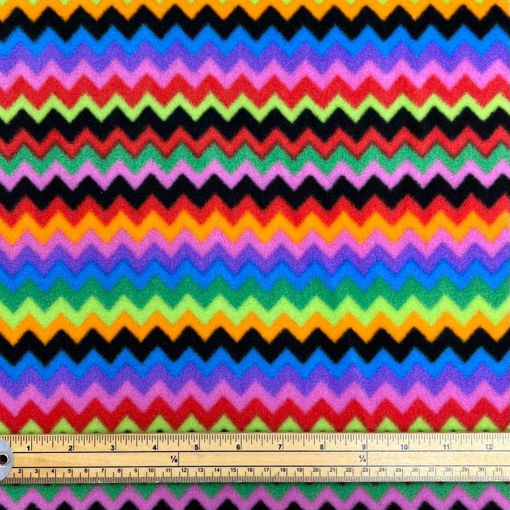 Multicoloured Zig Zag Anti Pill Polar Fleece - Pound Fabrics