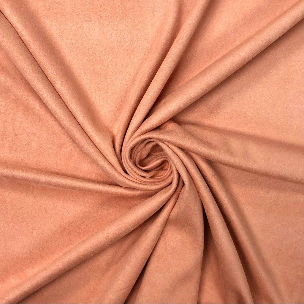 Plain Peach Suede Fabric