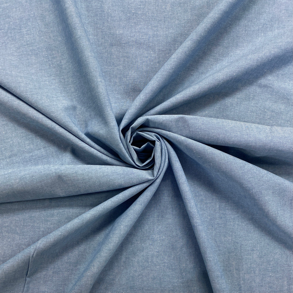 Blue Chambray Cotton Fabric by the Metre