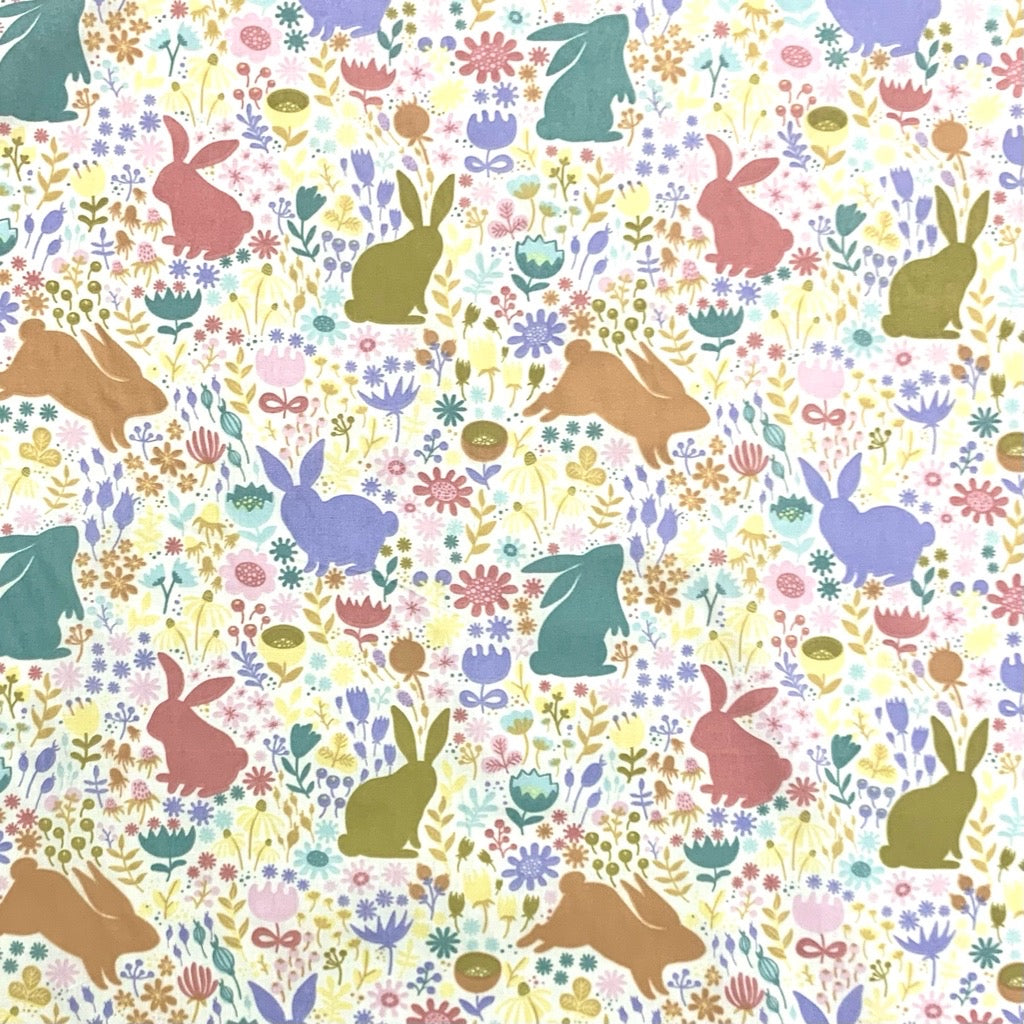 Pastel Easter Bunnies Polycotton Fabric - Pound Fabrics