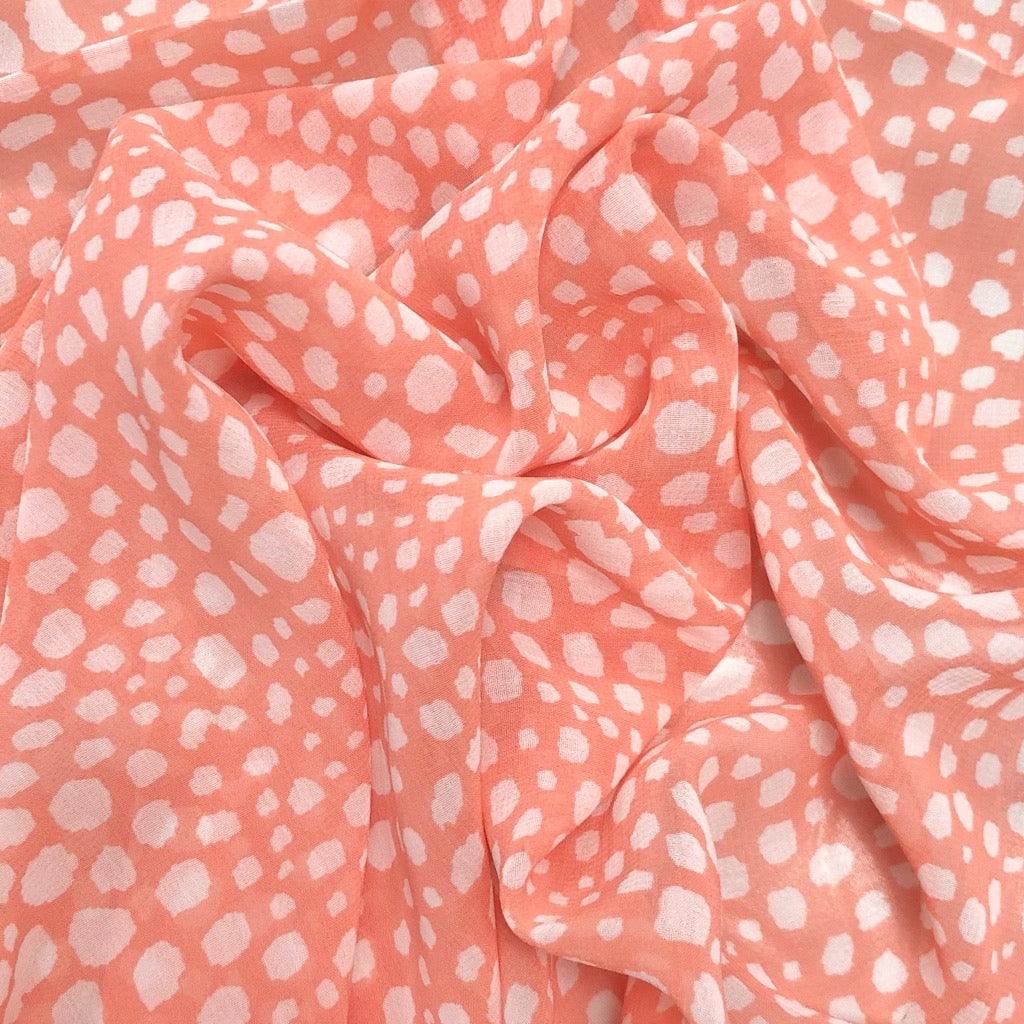 White Spots Crinkle Chiffon Fabric - 3m Pre-cut - Pound Fabrics