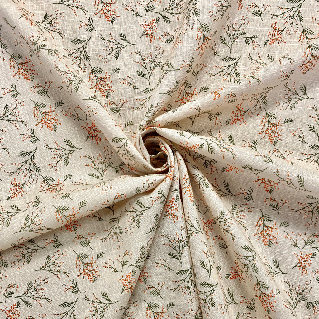 Blossom Branches Linen Mix Fabric – Pound Fabrics