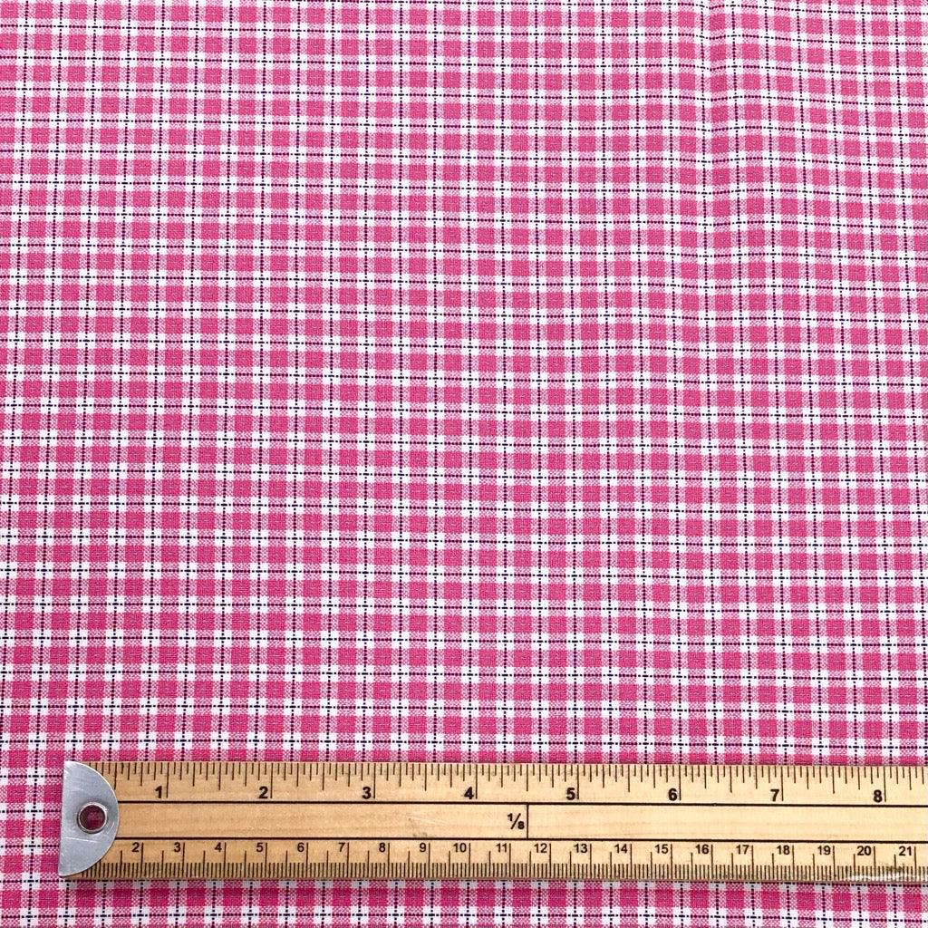Dark Pink and White Mini Check Suiting - 2 metres for £2 - Pound Fabrics