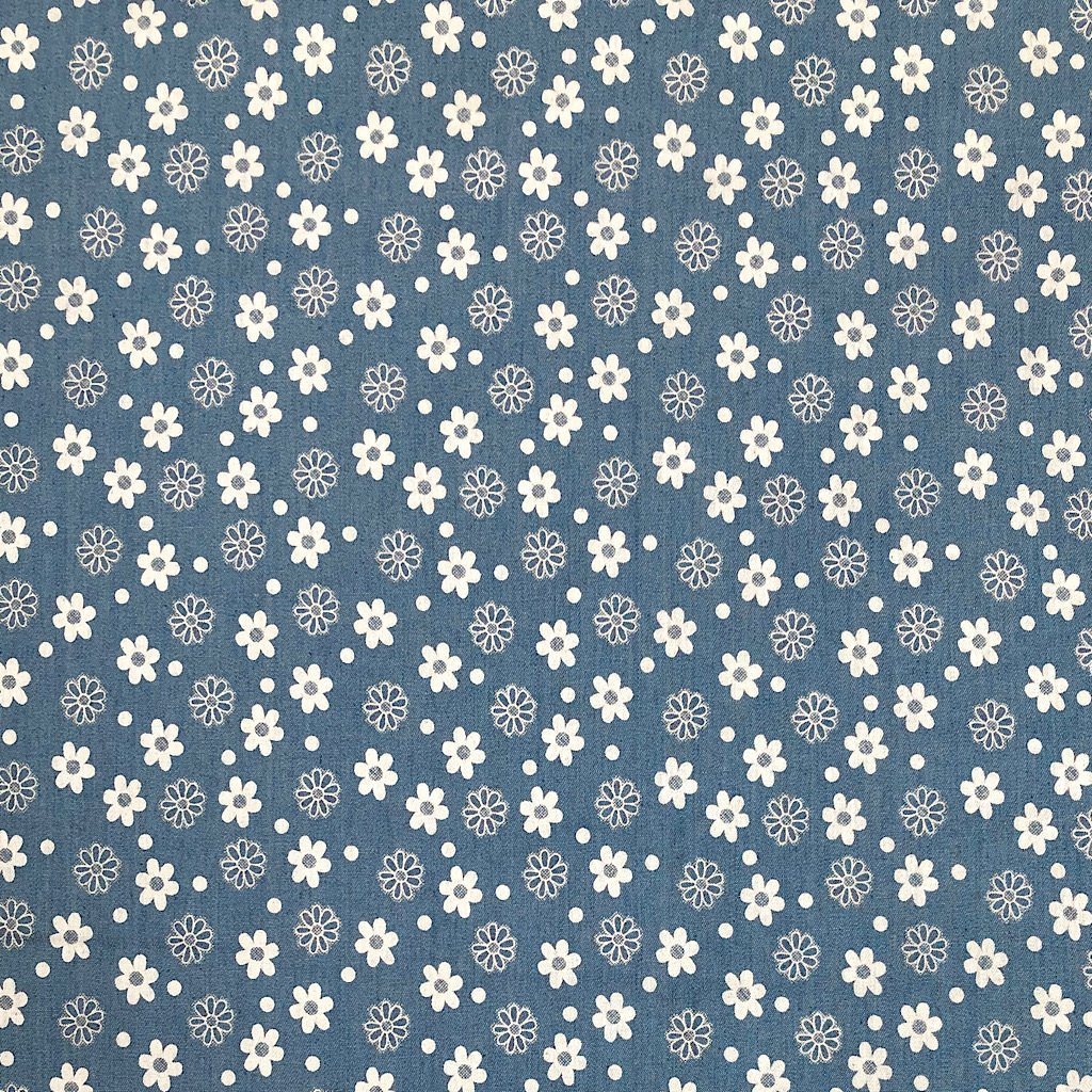 Floral Chambray Denim Fabric (6565556912151)