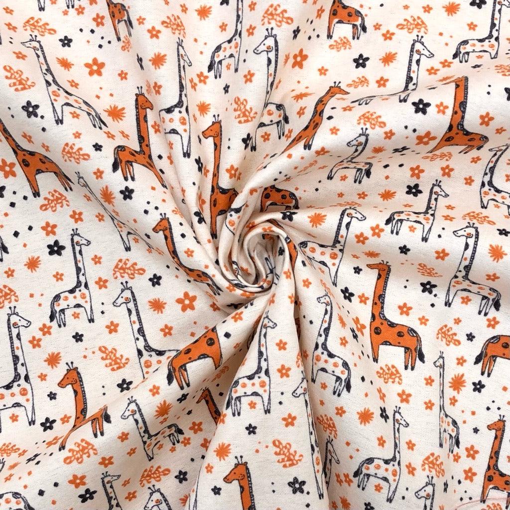 All Over Giraffes Brushed Cotton Fabric - Seconds - Pound Fabrics