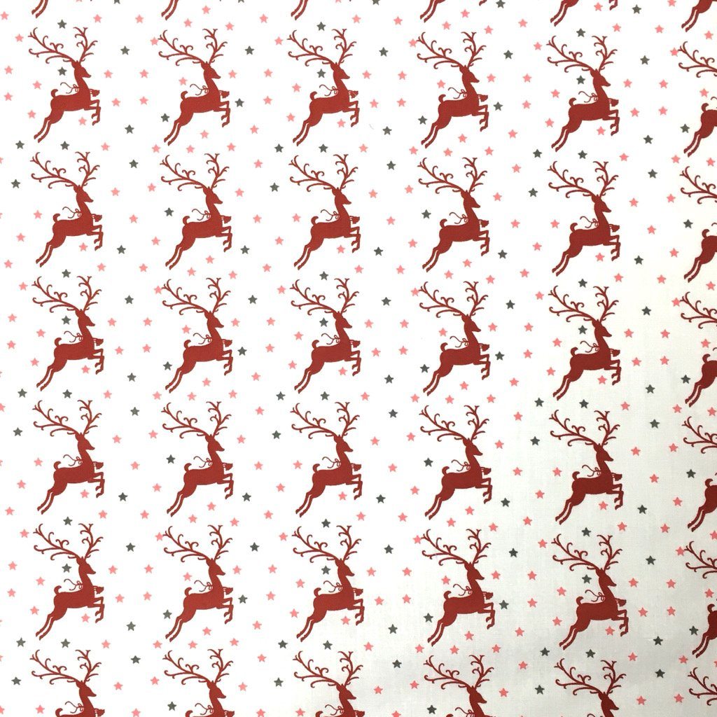 Reindeers and Stars Polycotton Fabric (6574592557079)