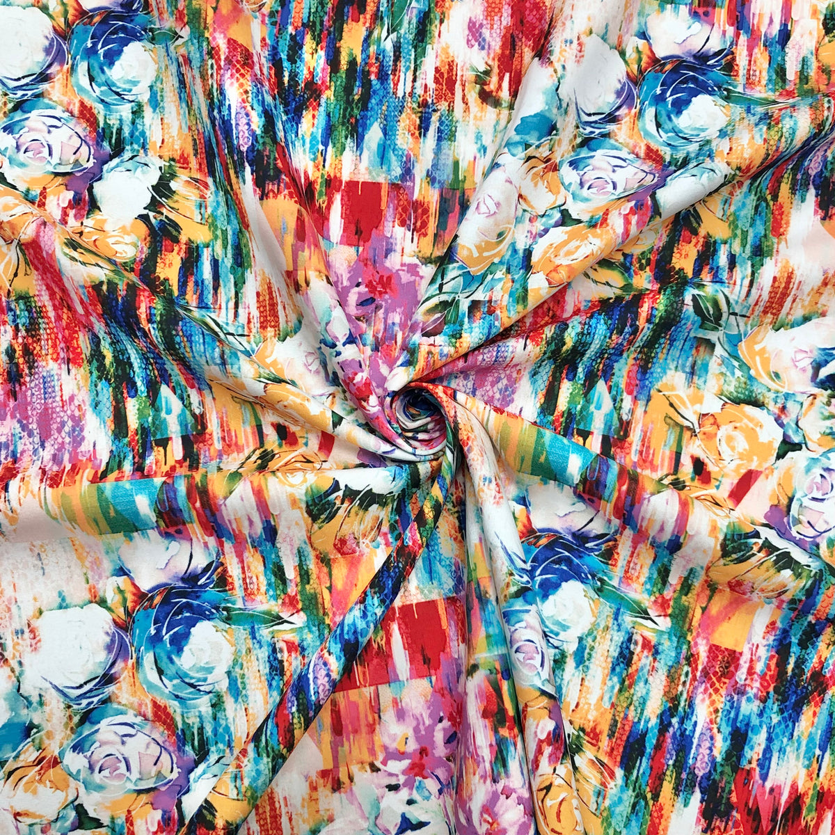 Floral Lined Effect Cotton-Touch Polyester Fabric - Pound Fabrics