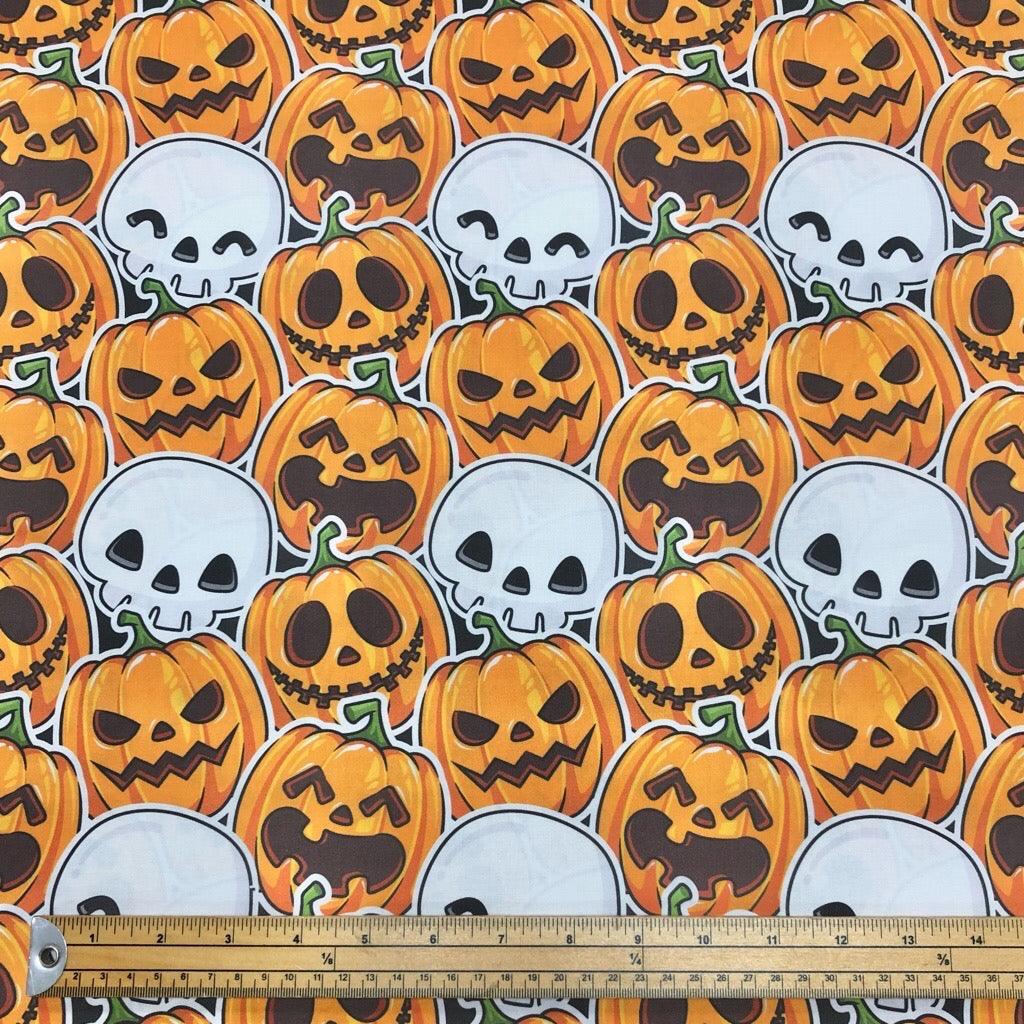 Pumpkin and Skulls Rose & Hubble Halloween Cotton Fabric - Pound Fabrics