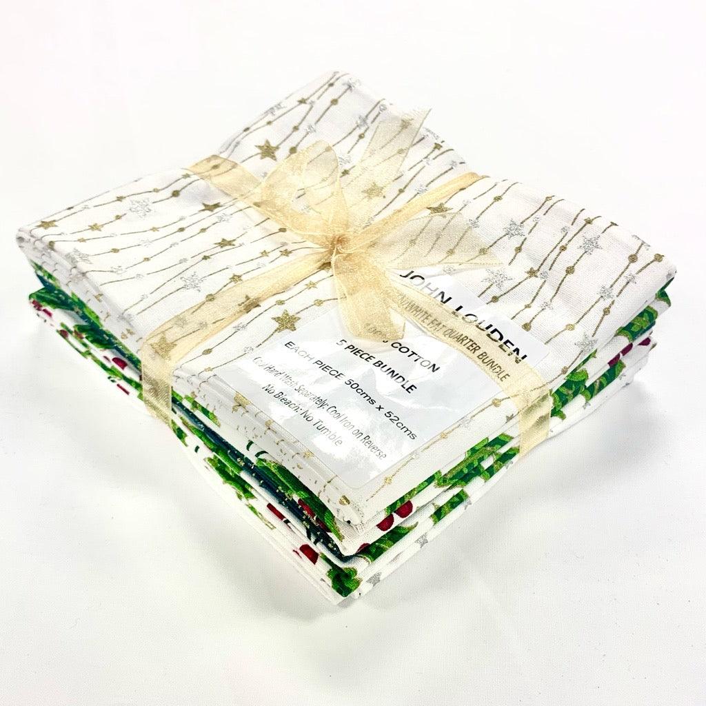 Green/White Fat Quarter Christmas Bundle - No.20 - Pound Fabrics