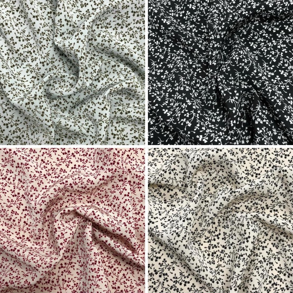 Delicate Vines Polyester Crepe Fabric