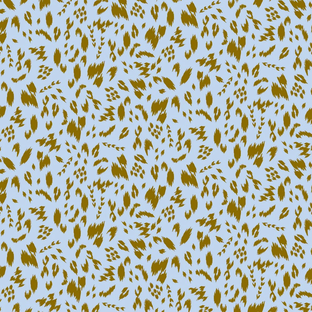 All Over Brown Patterns on Blue Modal Jersey Fabric - Pound Fabrics