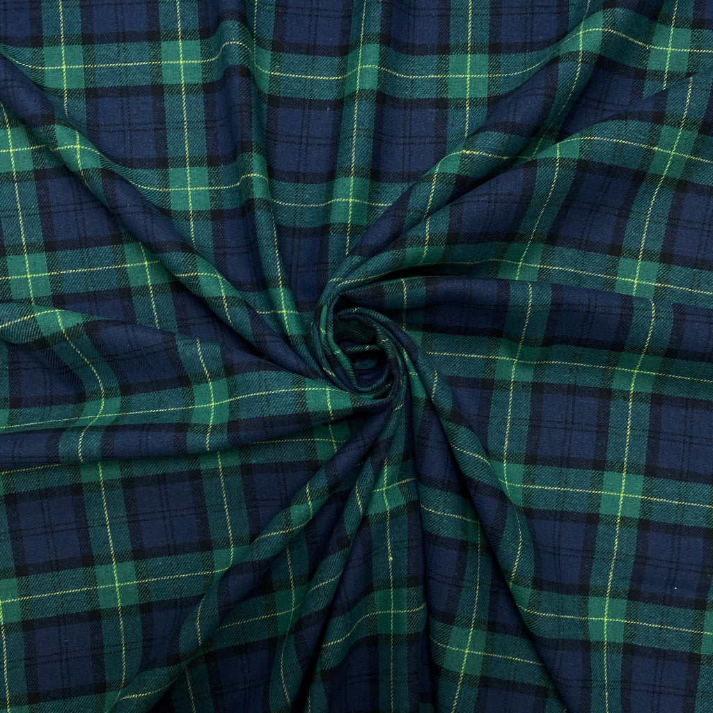 Navy and Green Tartan Brushed Cotton Fabric – Pound Fabrics