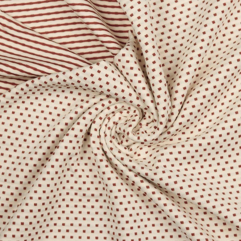 Mini Squares and Stripes Reversible Jersey Knit Fabric - Pound Fabrics