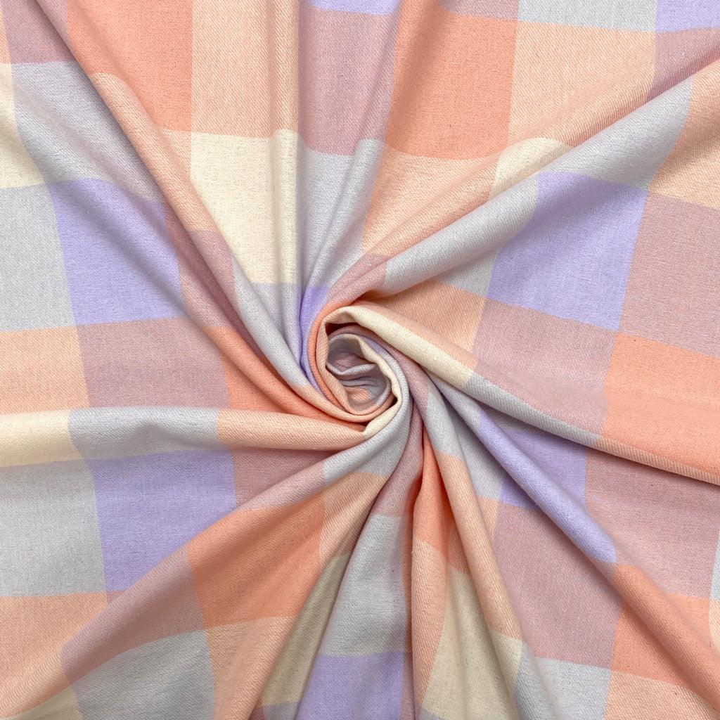 Pastel Squares Brushed Cotton Fabric - Pound Fabrics