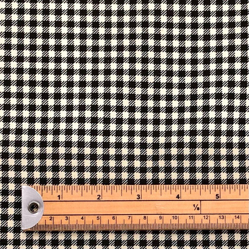 Black Checkered on Cream Cotton Canvas Fabric - Pound Fabrics
