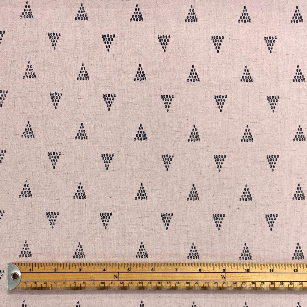 Scattered Triangles on Pink Linen Viscose Fabric - Pound Fabrics