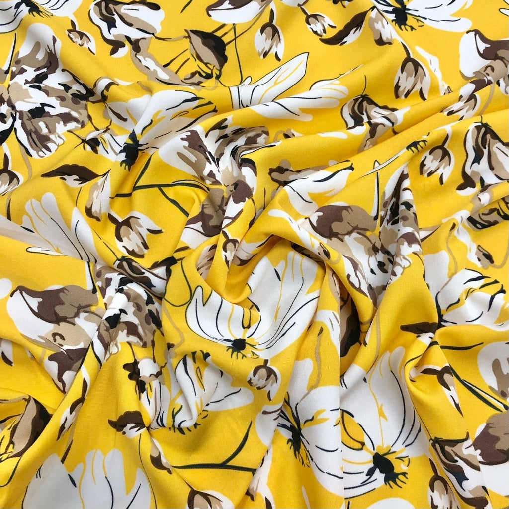 Large Abstract Floral Crepe Fabric
