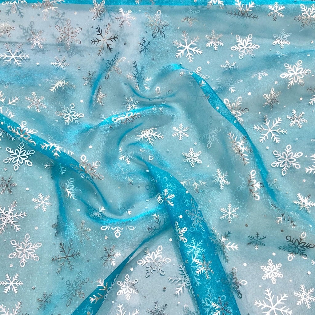 Snowflakes Organza Fabric - Pound Fabrics