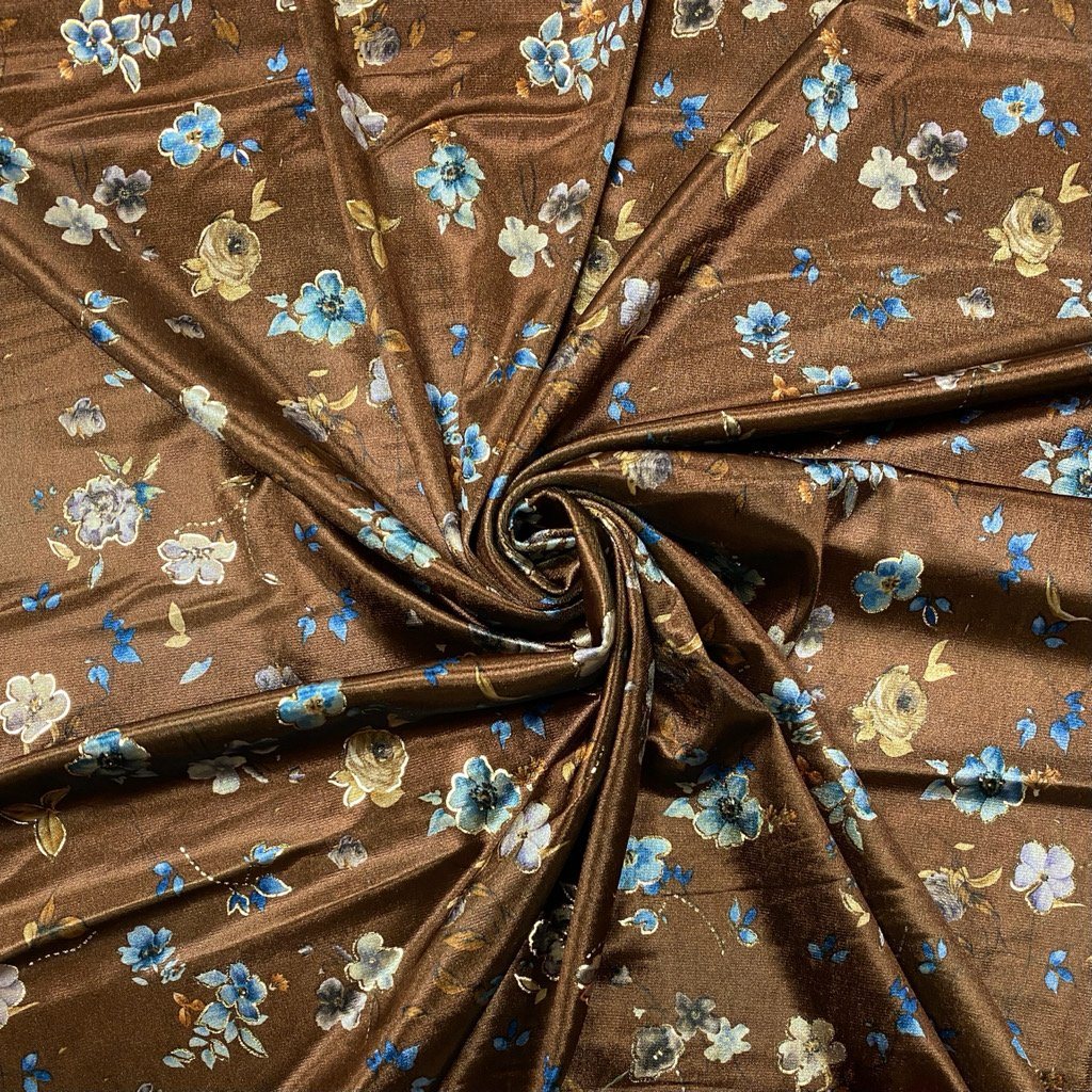 Small Floral Foil Velvet Fabric