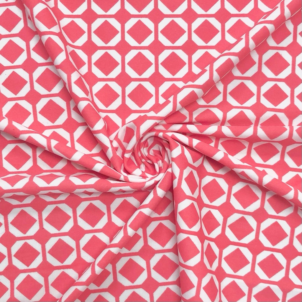 Shapes on Peach Lycra Spandex Fabric