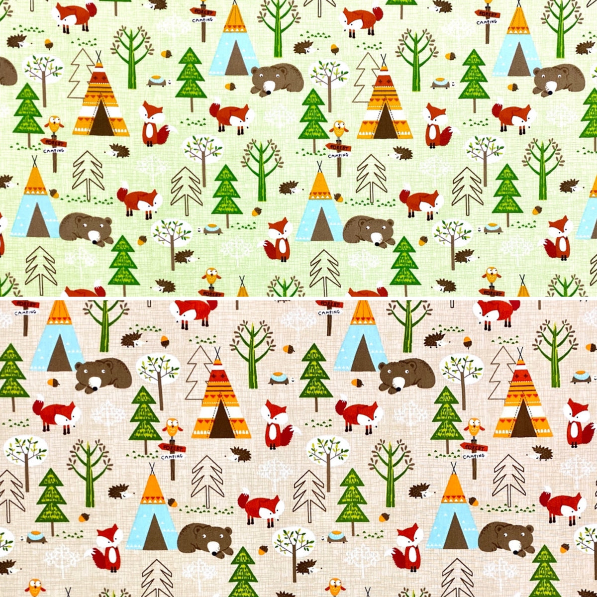 Animals In The Forest Rose &amp; Hubble Cotton Poplin Fabric - Pound Fabrics