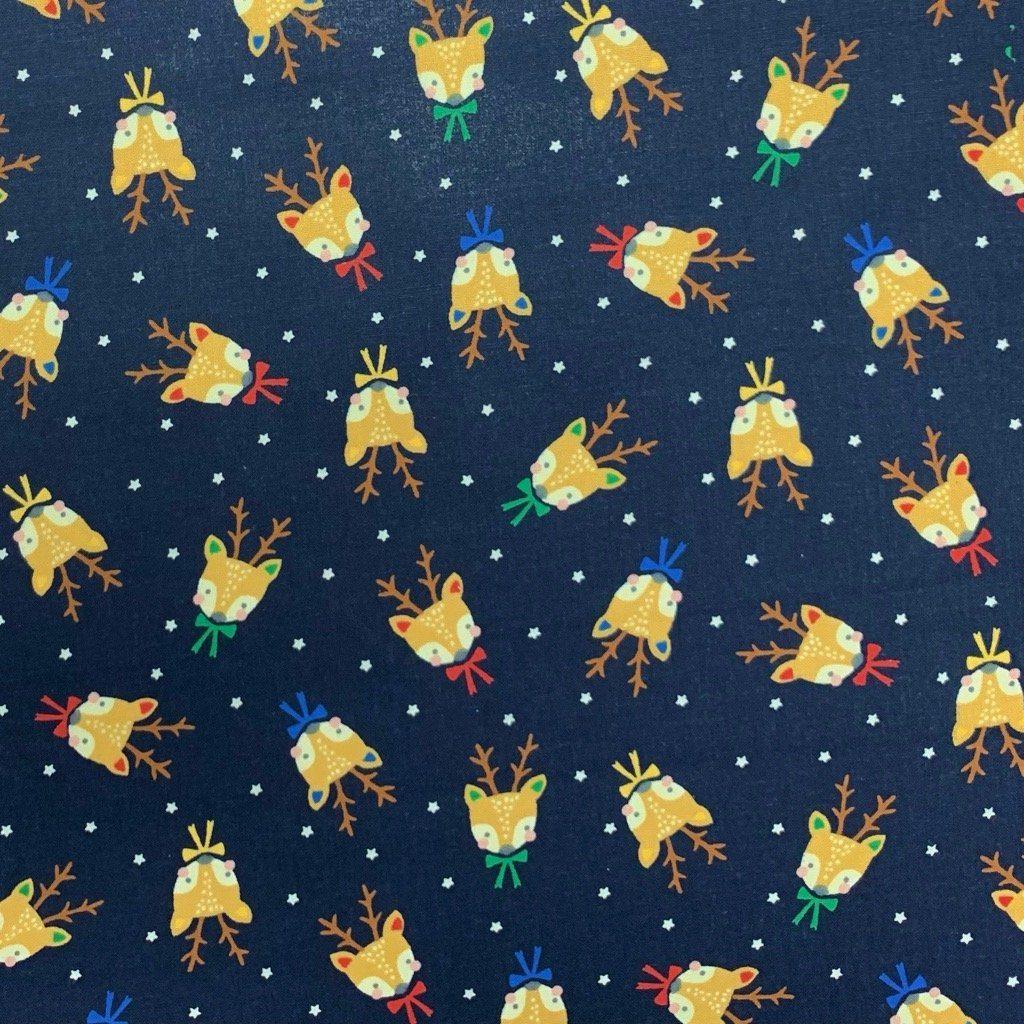 Reindeer Faces Cotton Fabric - Pound Fabrics