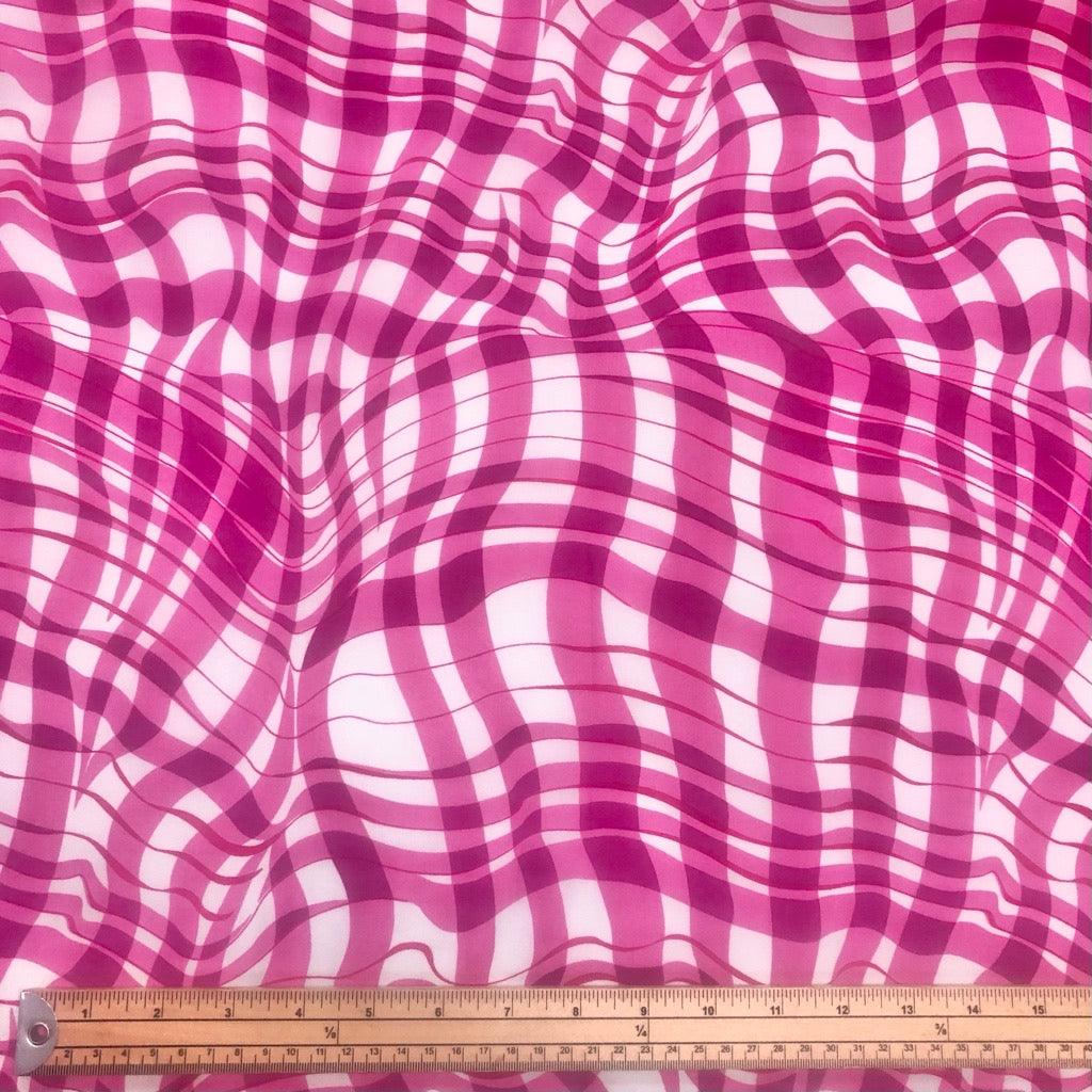Abstract Pink Waves Water Resistant Fabric - 3 metres for £3 - Pound Fabrics